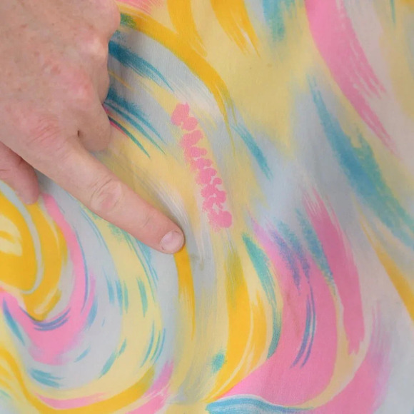 Yellow Teal Pink Tie Dye Sleeveless  Sunset Rainbow Cloud Flowy Maxi Dress M - Picture 6 of 13